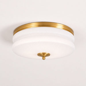 Art Deco Vintage Ceiling Light — Large, Gold frame, White glass