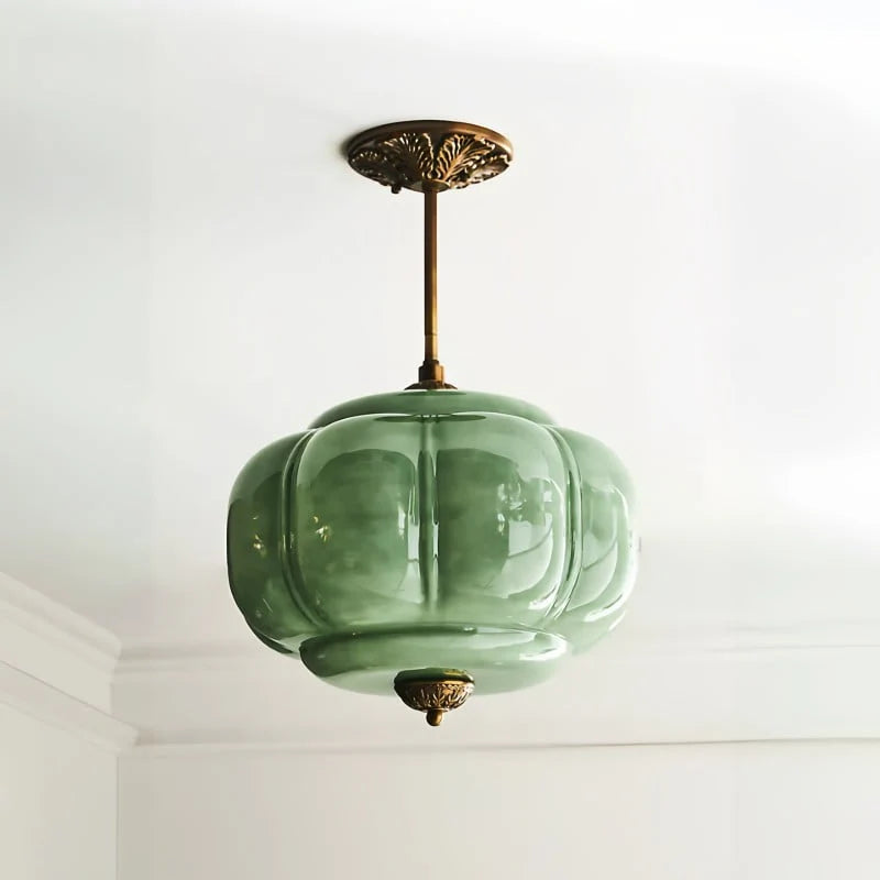 Lumi Ribbed Glass Pumpkin Pendant