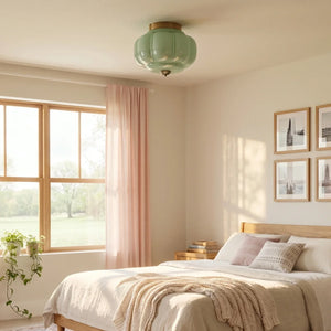 Lumi Milk Glass Pumpkin Ceiling Light, 3-Light