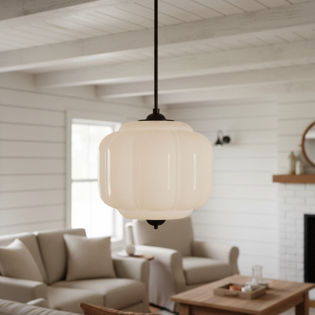 Lumi Vintage Milk Glass Eloise Pendant Light, 1-Light