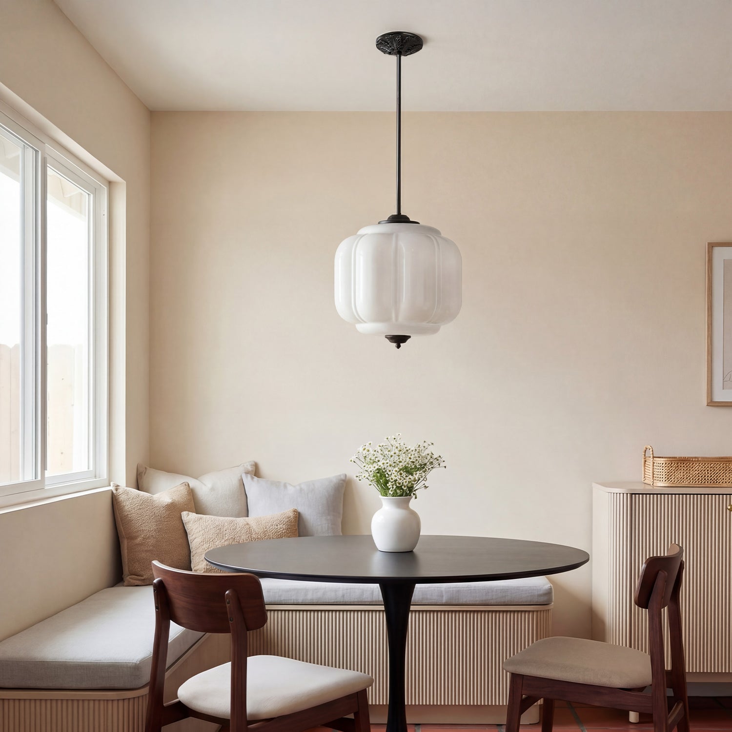 Lumi Vintage Milk Glass Eloise Pendant Light, 1-Light