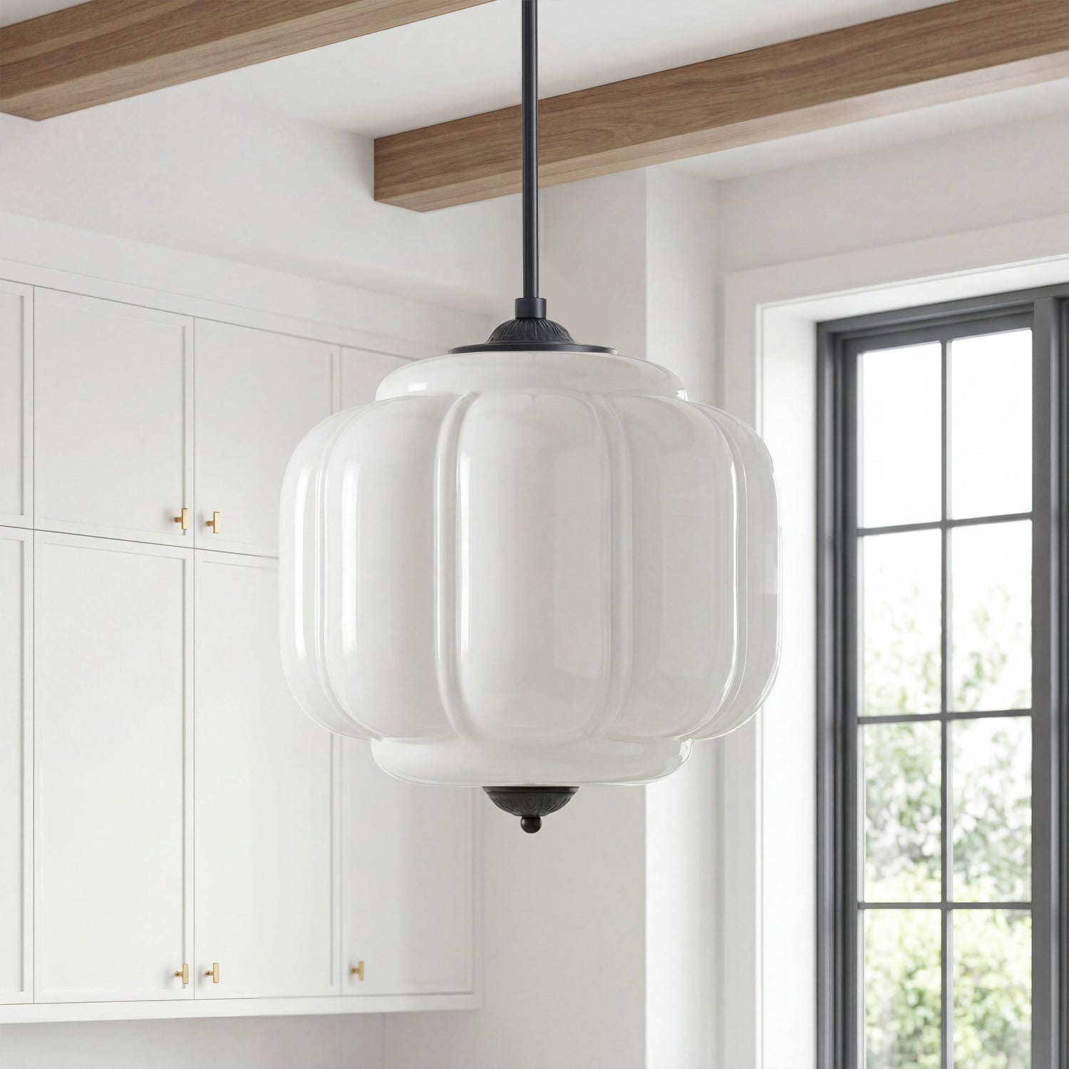 Lumi Vintage Milk Glass Eloise Pendant Light, 1-Light