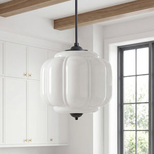 Lumi Vintage Milk Glass Eloise Pendant Light, 1-Light