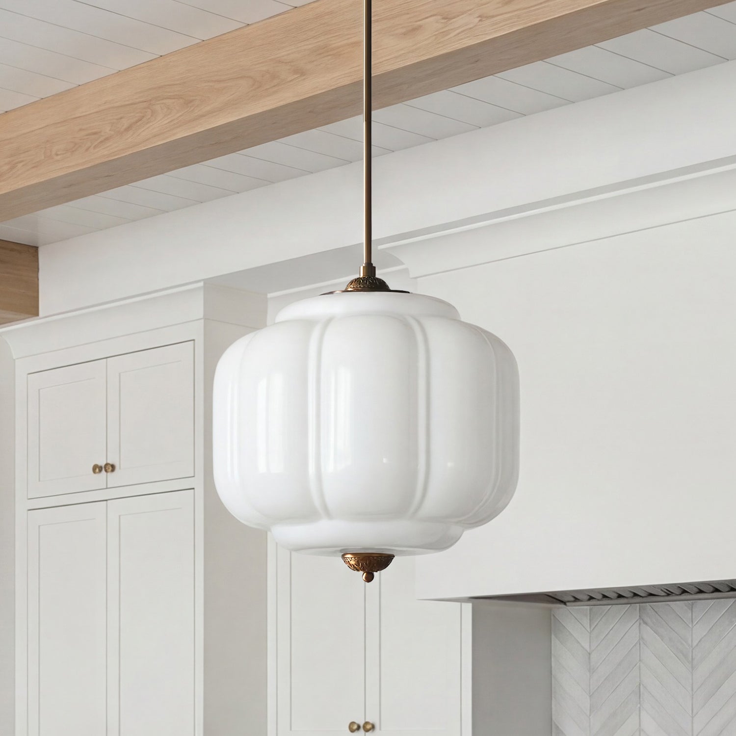 Lumi Vintage Milk Glass Eloise Pendant Light, 1-Light
