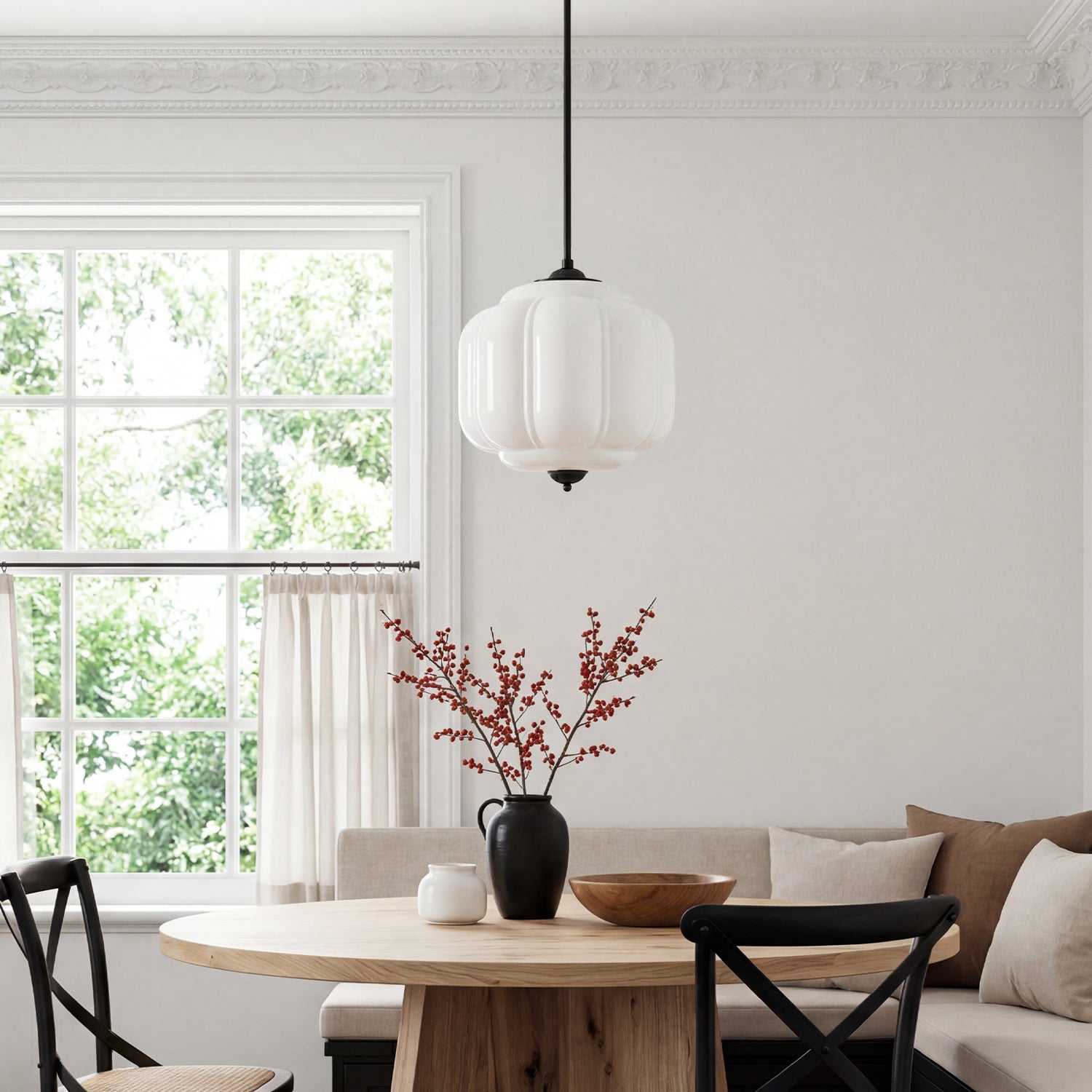 Lumi Vintage Milk Glass Eloise Pendant Light, 1-Light