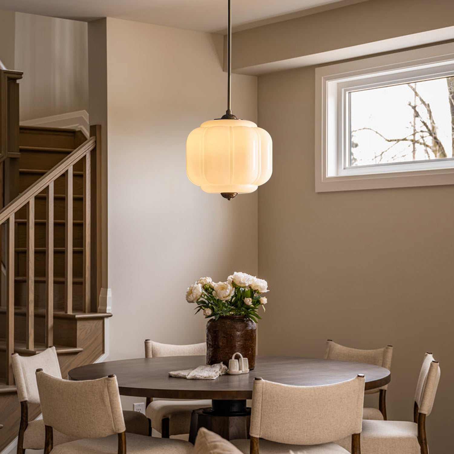 Lumi Vintage Milk Glass Eloise Pendant Light, 1-Light
