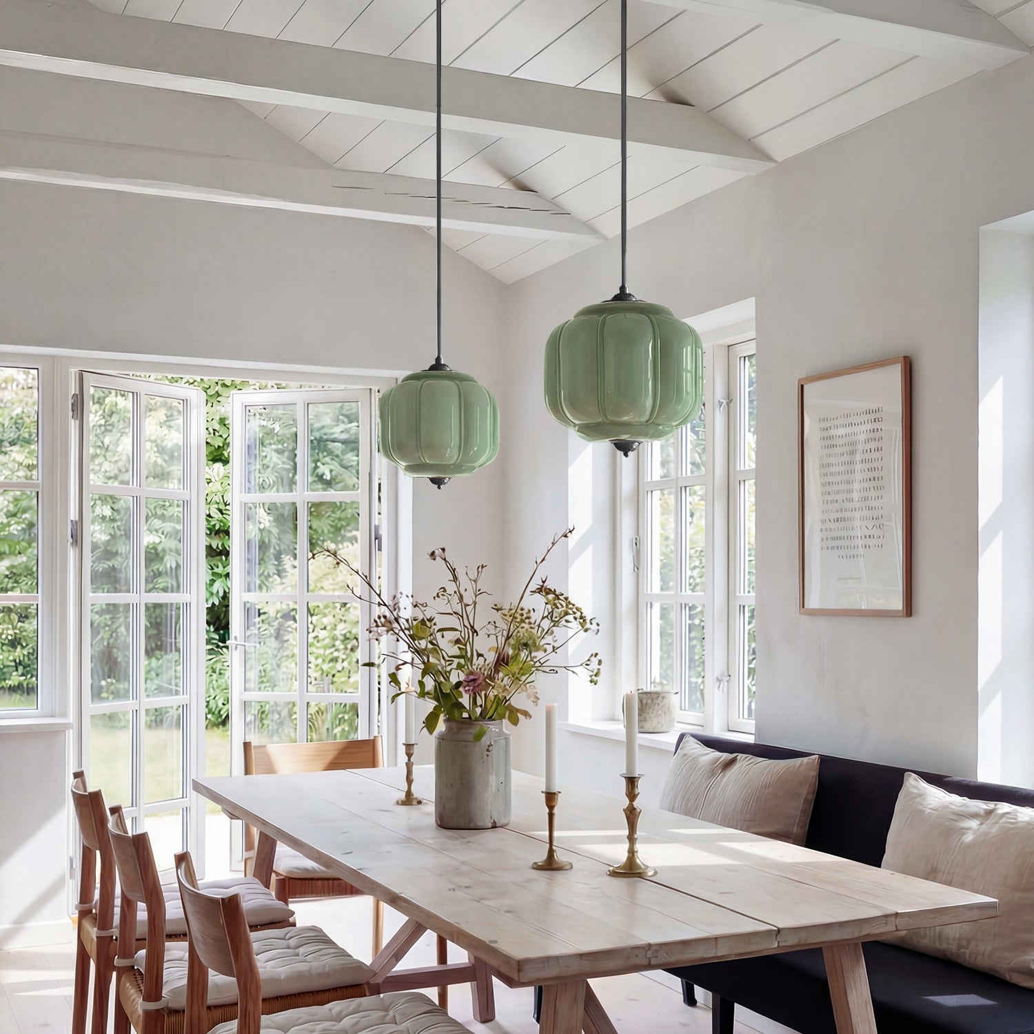 Lumi Vintage Milk Glass Eloise Pendant Light, 1-Light