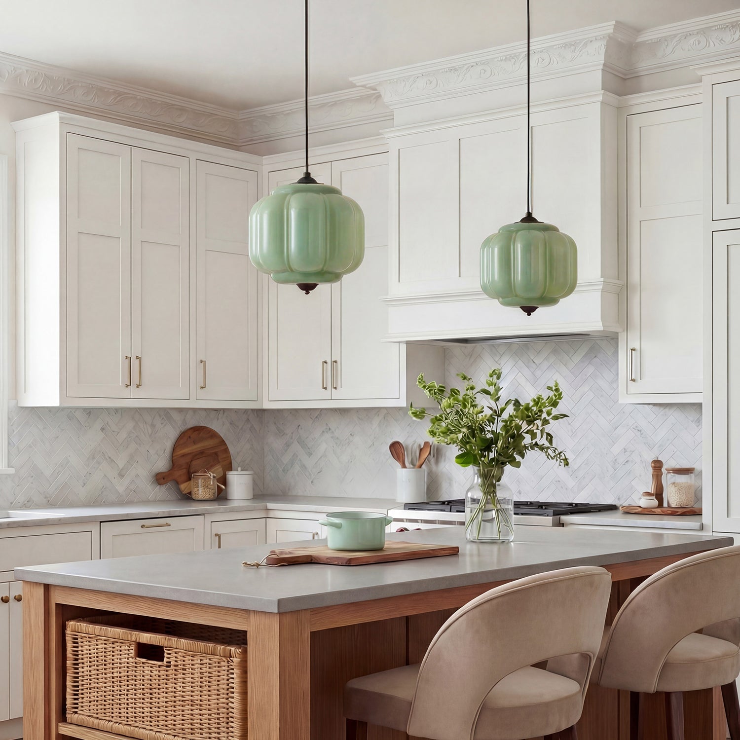 Lumi Vintage Milk Glass Eloise Pendant Light, 1-Light