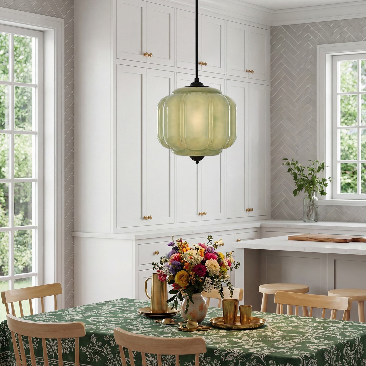 Lumi Vintage Milk Glass Eloise Pendant Light, 1-Light