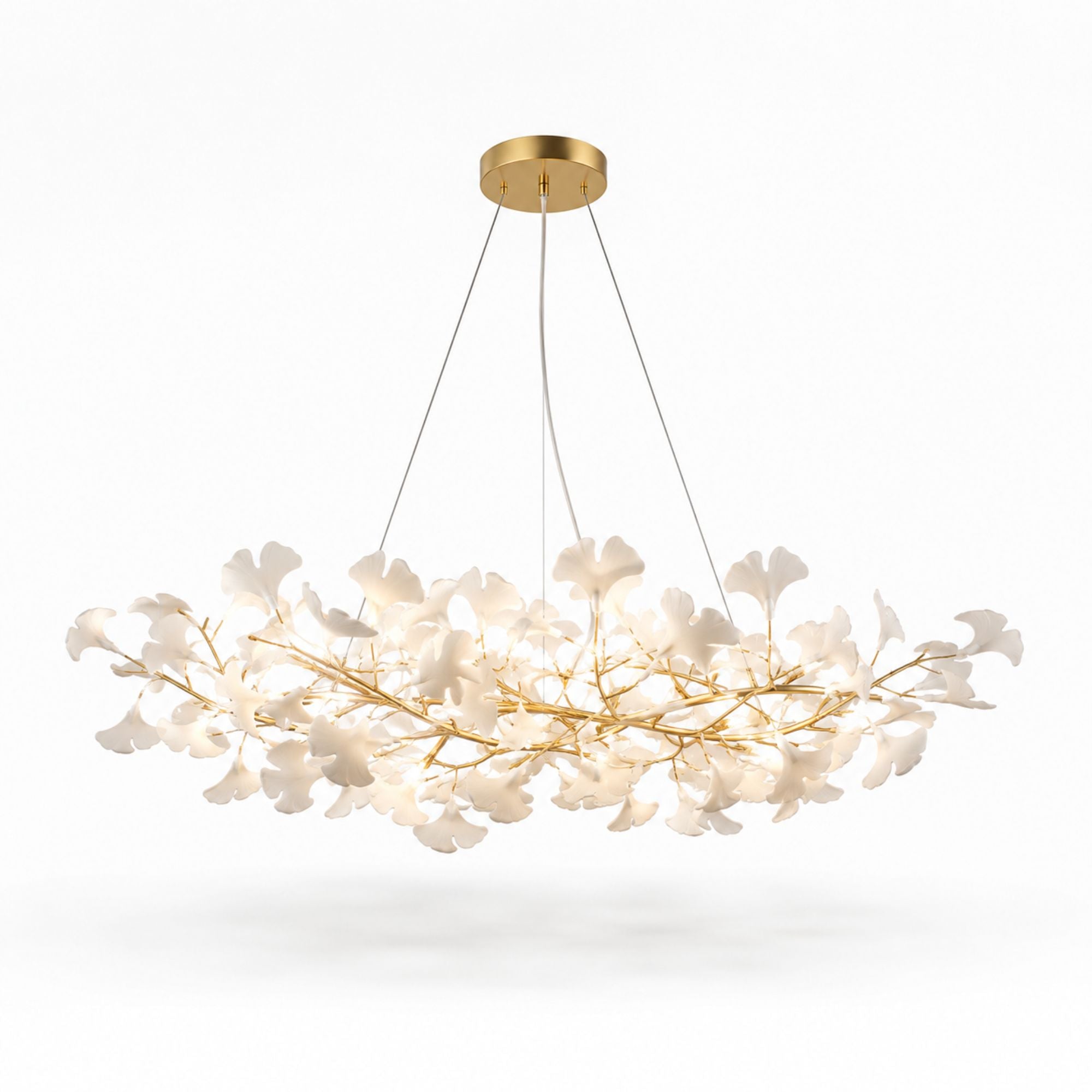 Horizon Bloom Gingko Chandelier — 23.6 in, gold branches