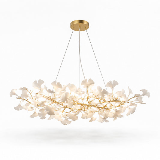Horizon Bloom Gingko Chandelier — 23.6 in, gold branches
