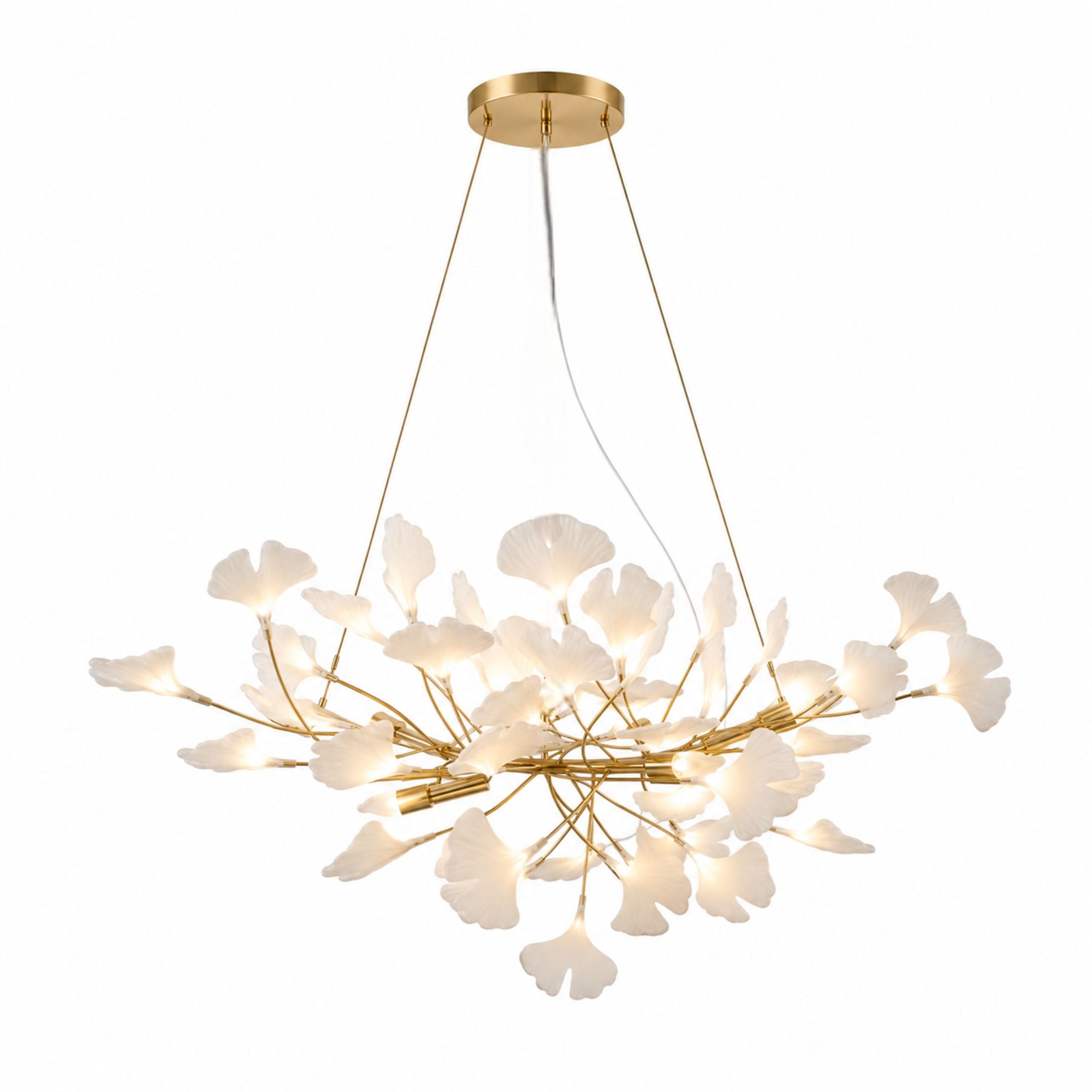 Horizon Bloom Gingko Chandelier — 31.5 in, gold branches
