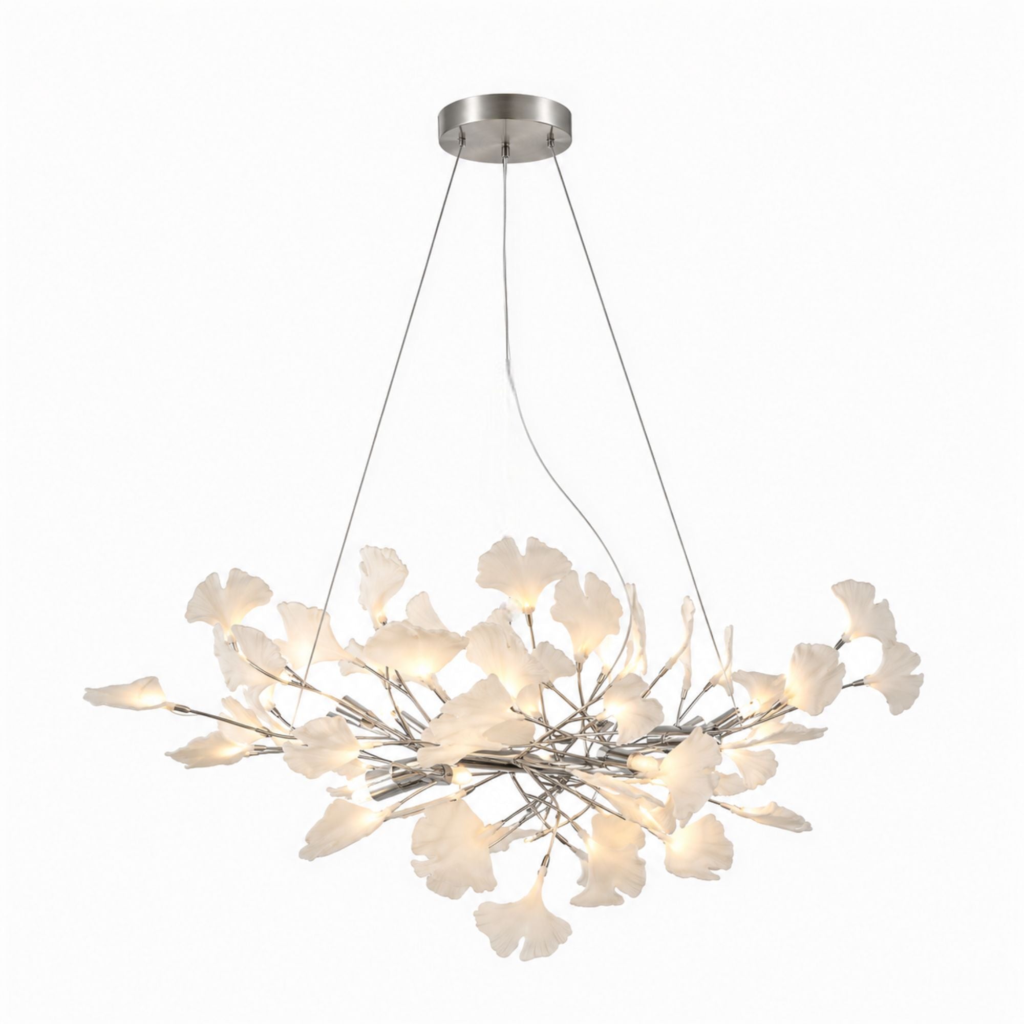 Horizon Bloom Gingko Chandelier — 31.5 in, nickel branches