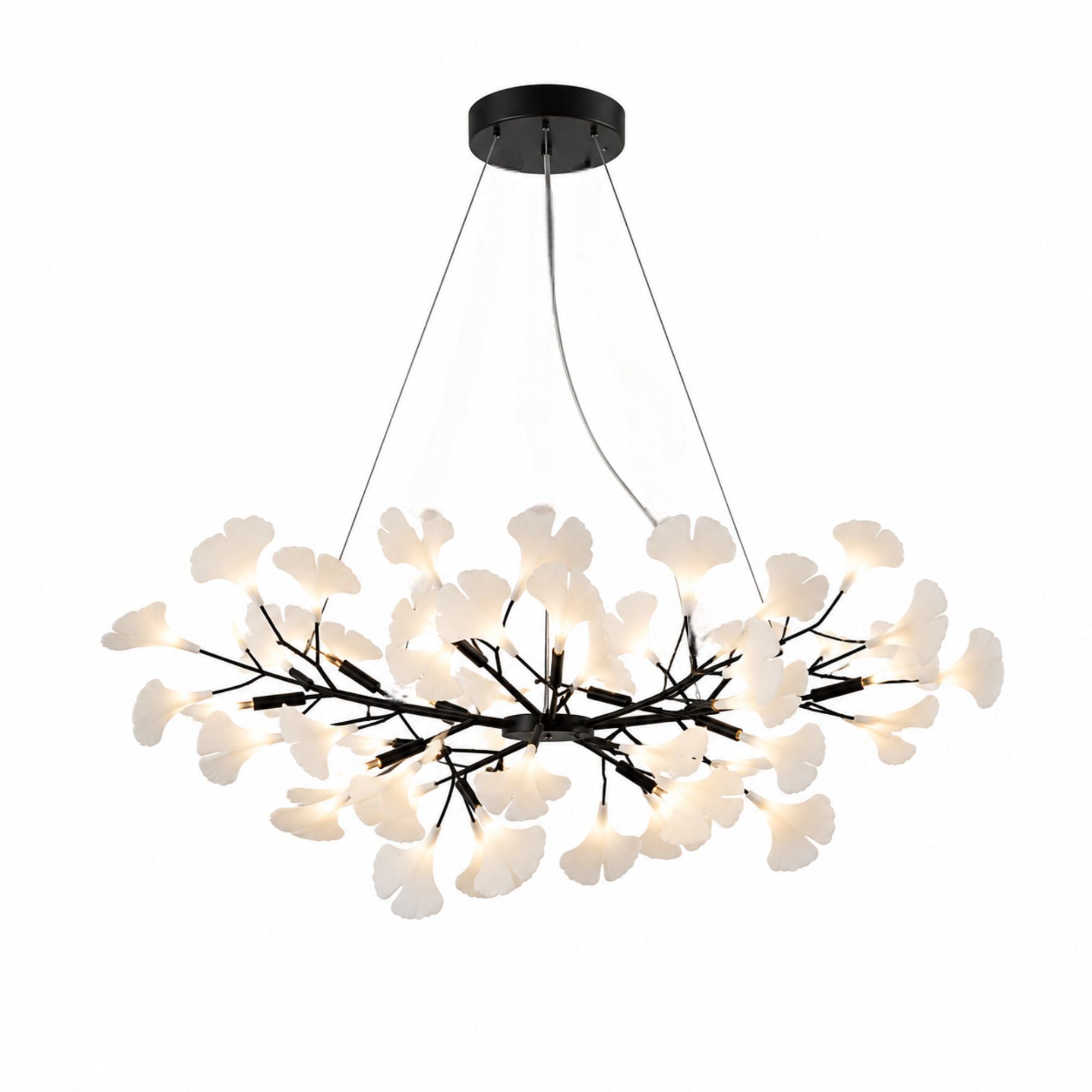Horizon Bloom Gingko Chandelier — 39.3 in, black branches