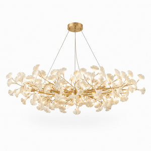 Horizon Bloom Gingko Chandelier — 59 in, gold branches