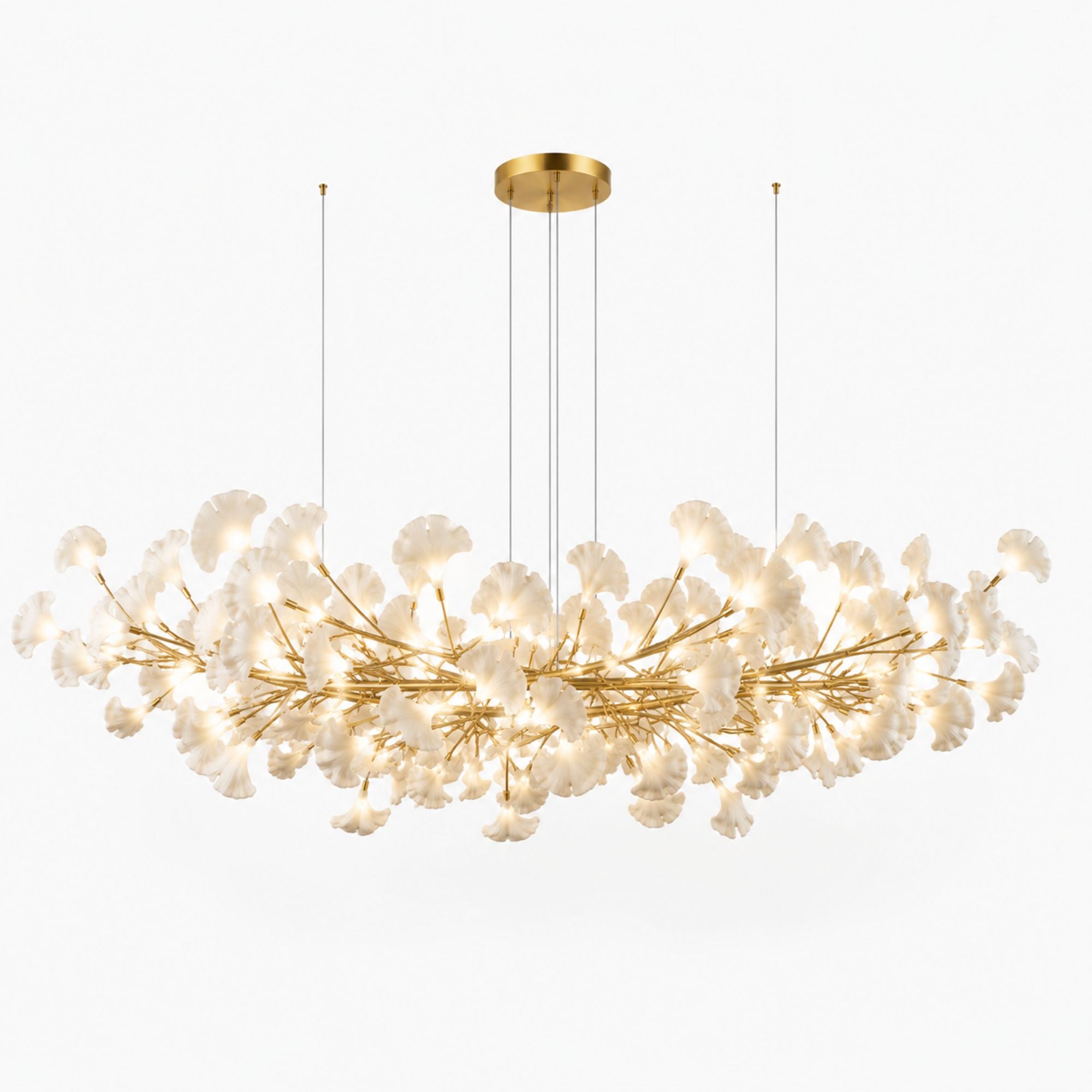 Horizon Bloom Gingko Chandelier — 70.9 in, gold branches