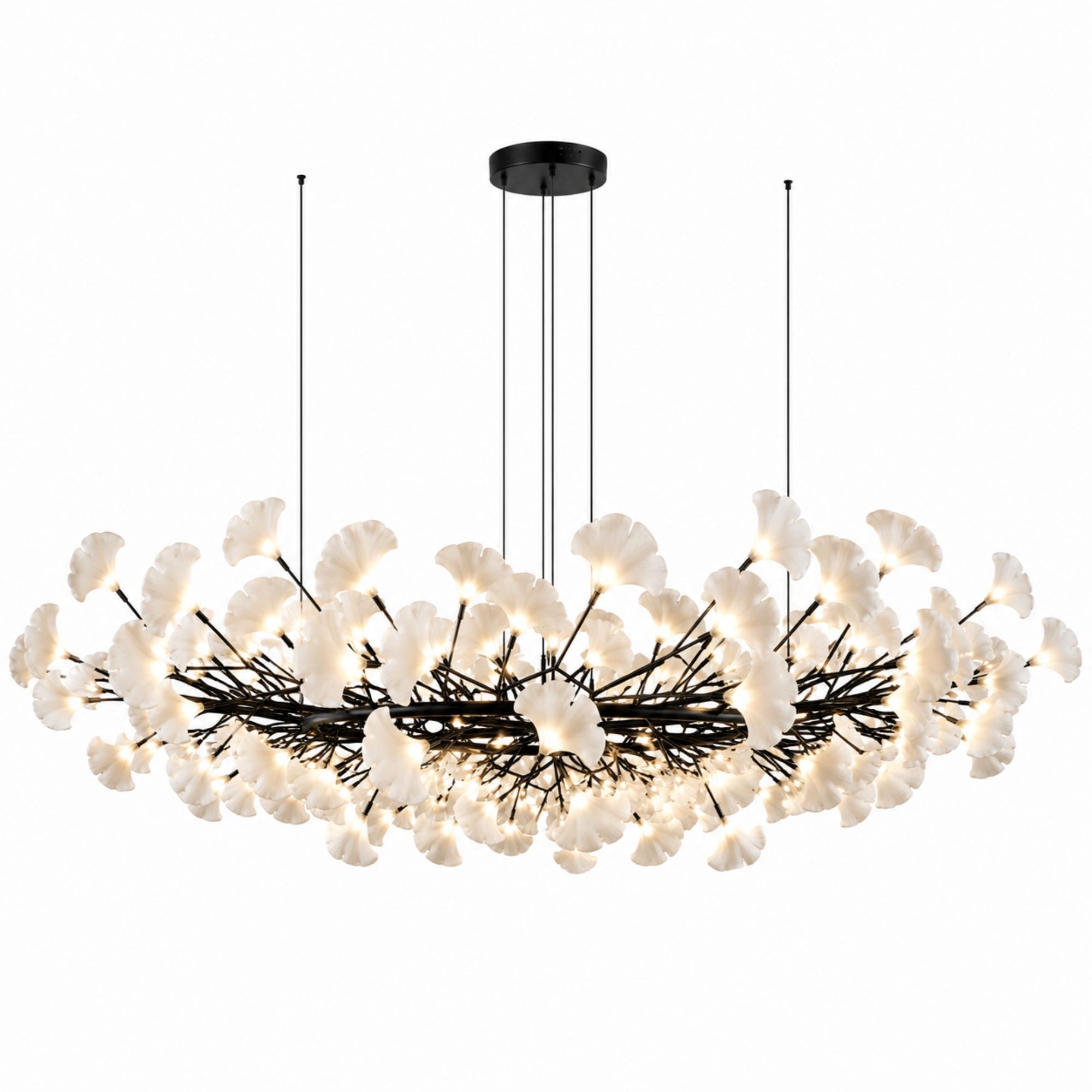 Horizon Bloom Gingko Chandelier — 78.7 in, black branches