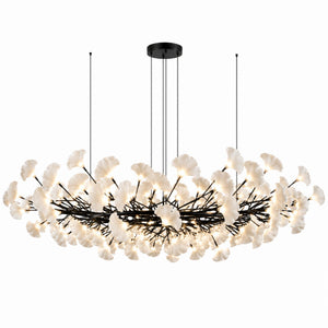 Horizon Bloom Gingko Chandelier — 78.7 in, black branches