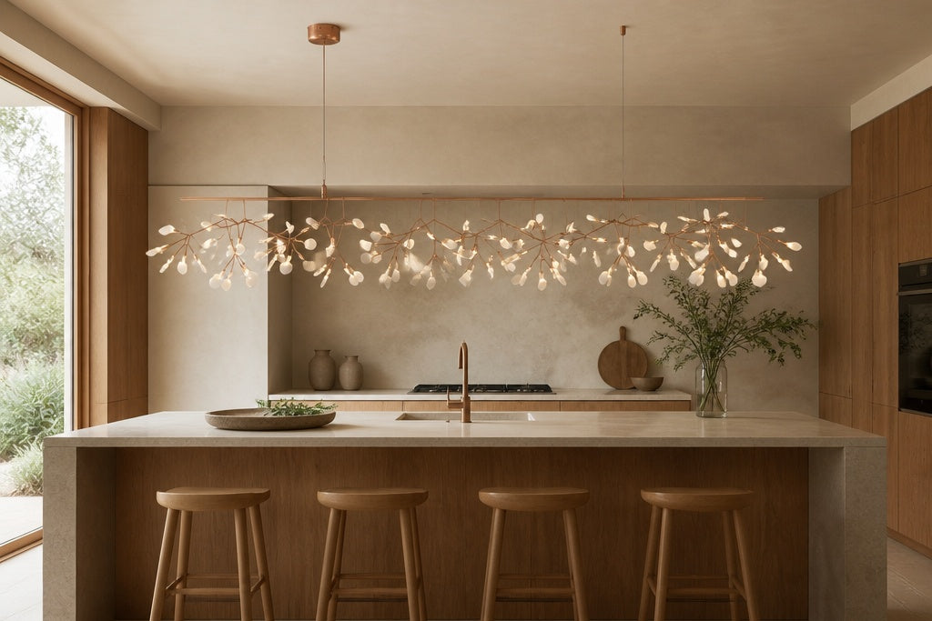 Above a kitchen island