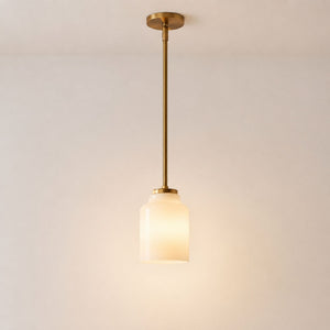 Nerys Pendant Light — 7.5in, Milk Glass shade, Antique Brass finish
