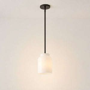 Nerys Pendant Light — 7.5in, Milk Glass shade, Dark Bronze finish