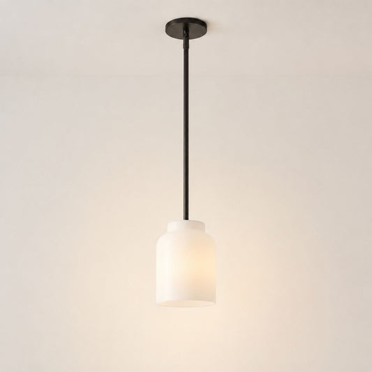 Nerys Pendant Light — 7.5in, Milk Glass shade, Dark Bronze finish