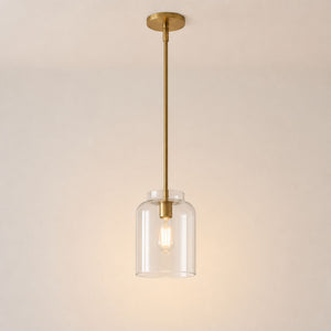 Nerys Pendant Light — 7.5in, Clear Glass shade, Antique Brass finish
