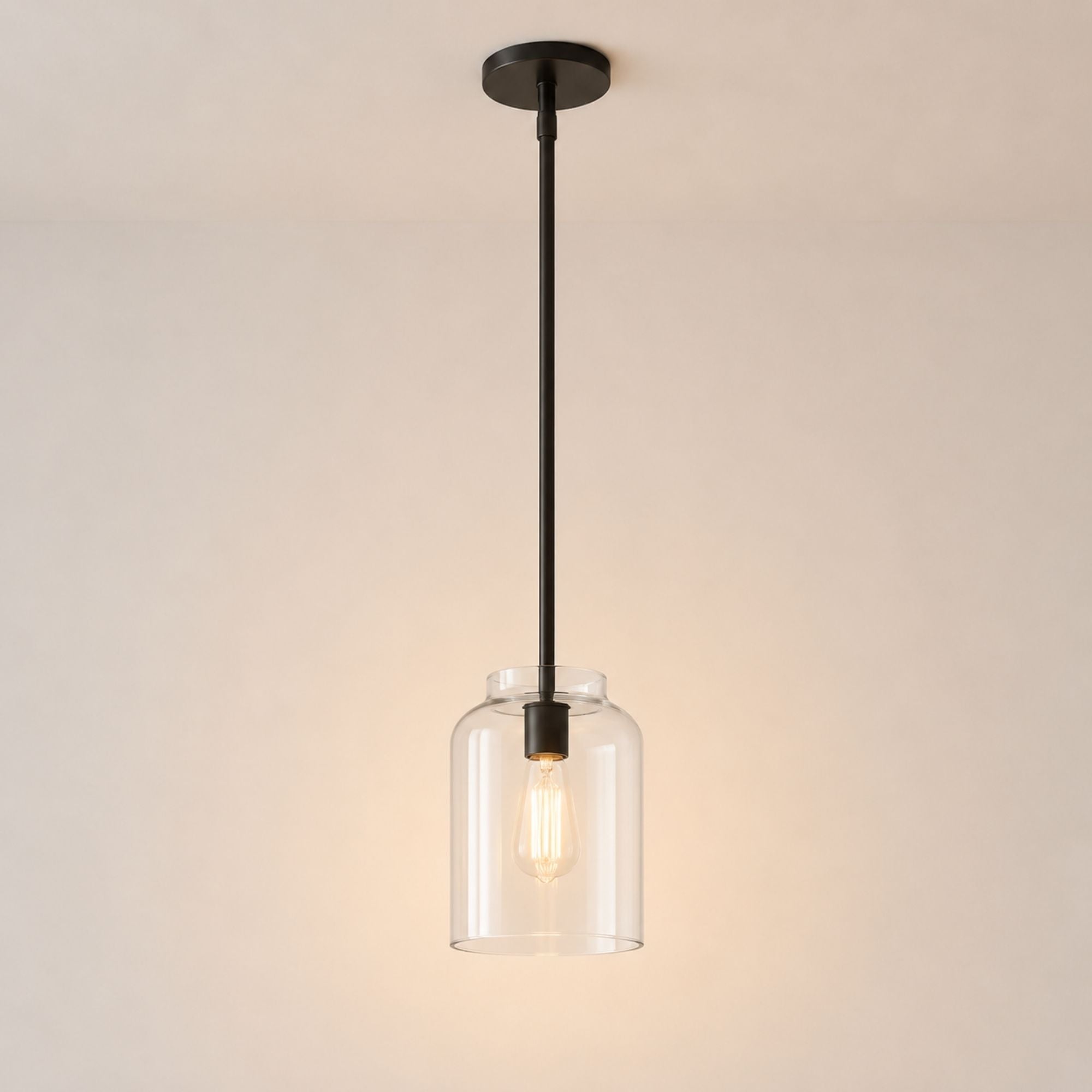 Nerys Pendant Light — 7.5in, Clear Glass shade, Dark Bronze finish