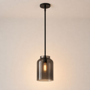 Nerys Pendant Light — 7.5in, Smoke Glass shade, Dark Bronze finish