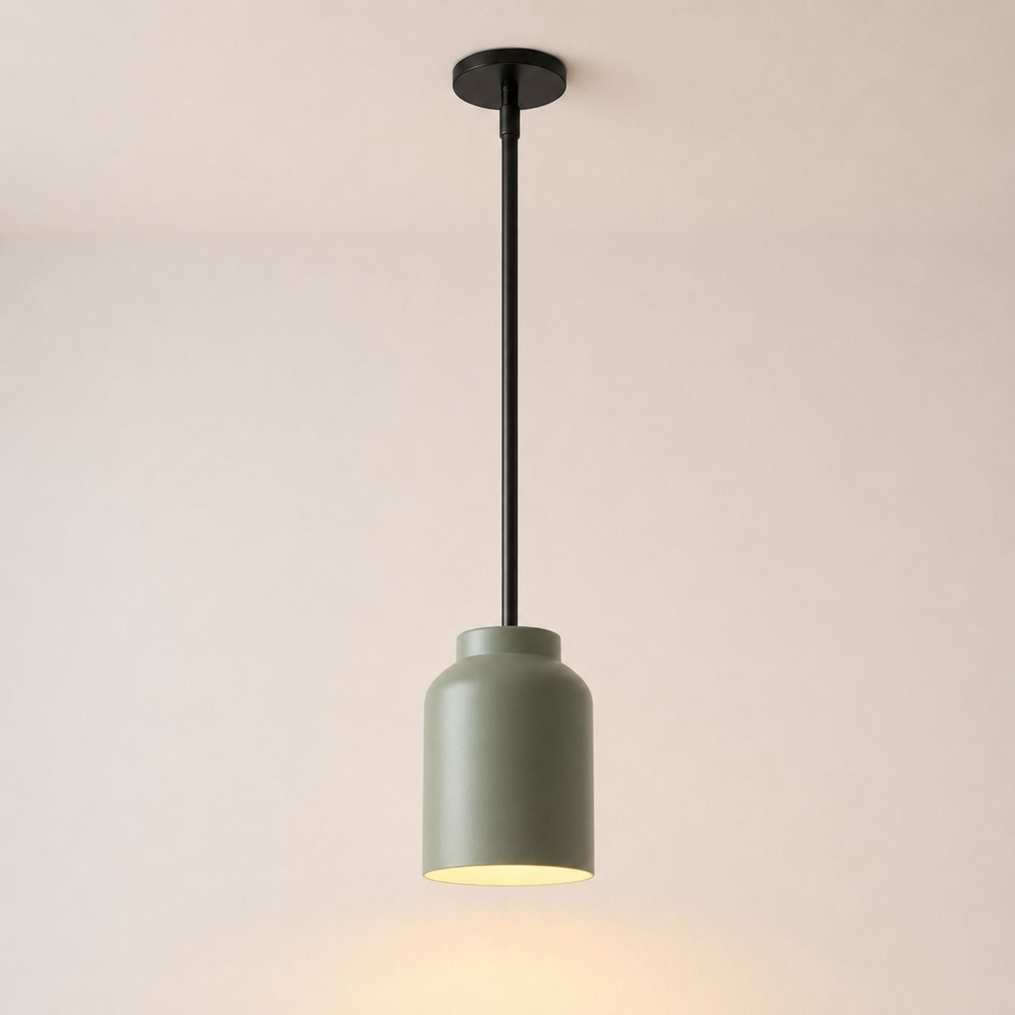 Nerys Pendant Light — 7.5in, Sage Green shade, Dark Bronze finish