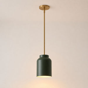 Nerys Pendant Light — 7.5in, Dark Olive shade, Antique Brass finish
