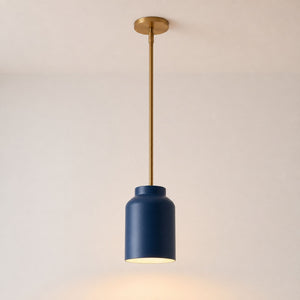 Nerys Pendant Light — 7.5in, Regal Blue shade, Antique Brass finish