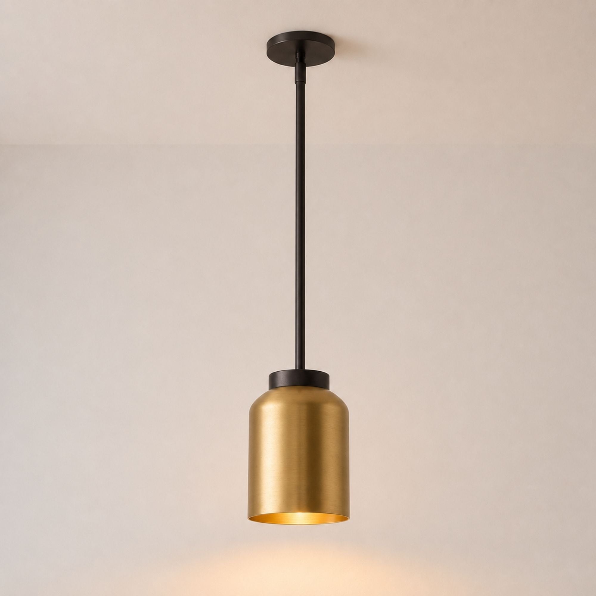 Nerys Pendant Light — 7.5in, Brass shade, Dark Bronze finish
