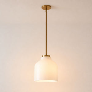 Nerys Pendant Light — 10.75in, Milk Glass shade, Antique Brass finish