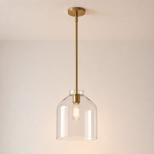 Nerys Pendant Light — 10.75in, Clear Glass shade, Antique Brass finish