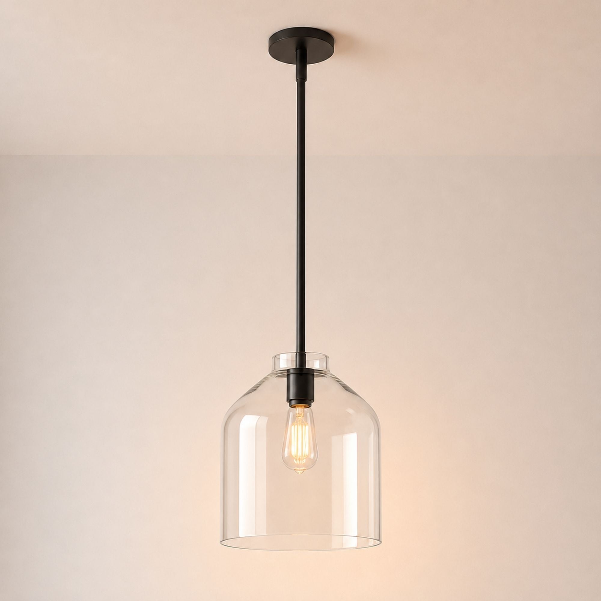 Nerys Pendant Light — 10.75in, Clear Glass shade, Dark Bronze finish