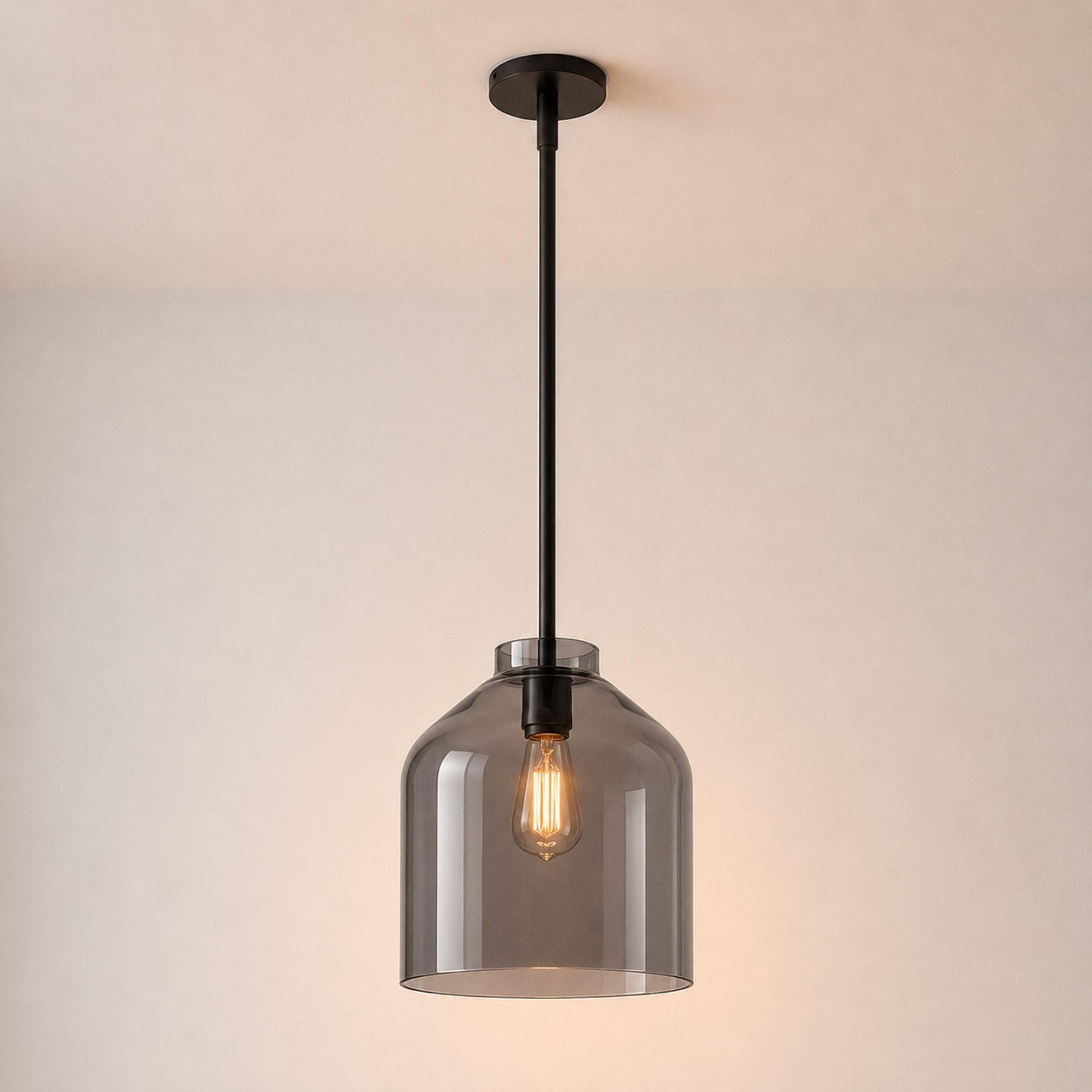 Nerys Pendant Light — 10.75in, Smoke Glass shade, Dark Bronze finish