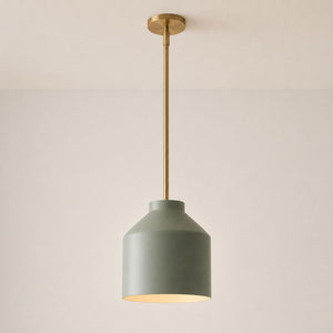 Nerys Pendant Light — 10.75in, Sage Green shade, Antique Brass finish