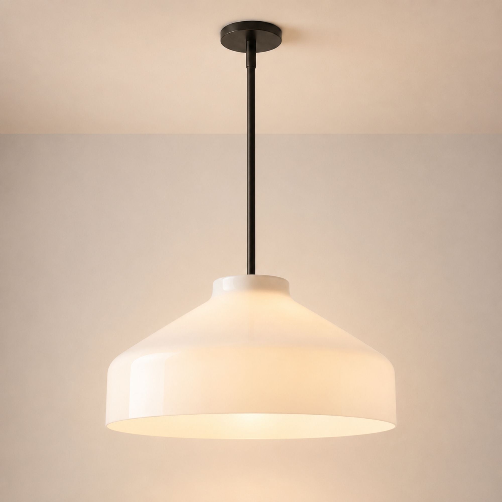 Nerys Pendant Light — 16in, Milk Glass shade, Dark Bronze finish