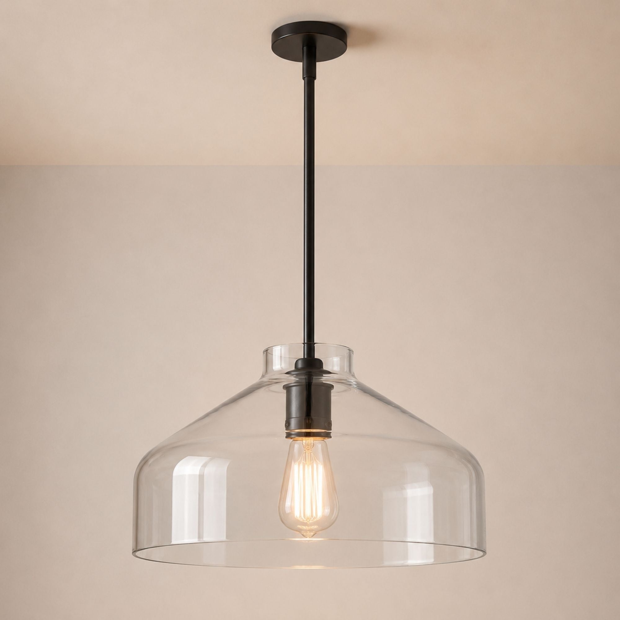 Nerys Pendant Light — 16in, Clear Glass shade, Dark Bronze finish