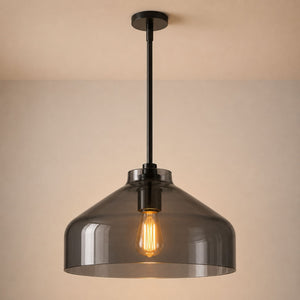 Nerys Pendant Light — 16in, Smoke Glass shade, Dark Bronze finish