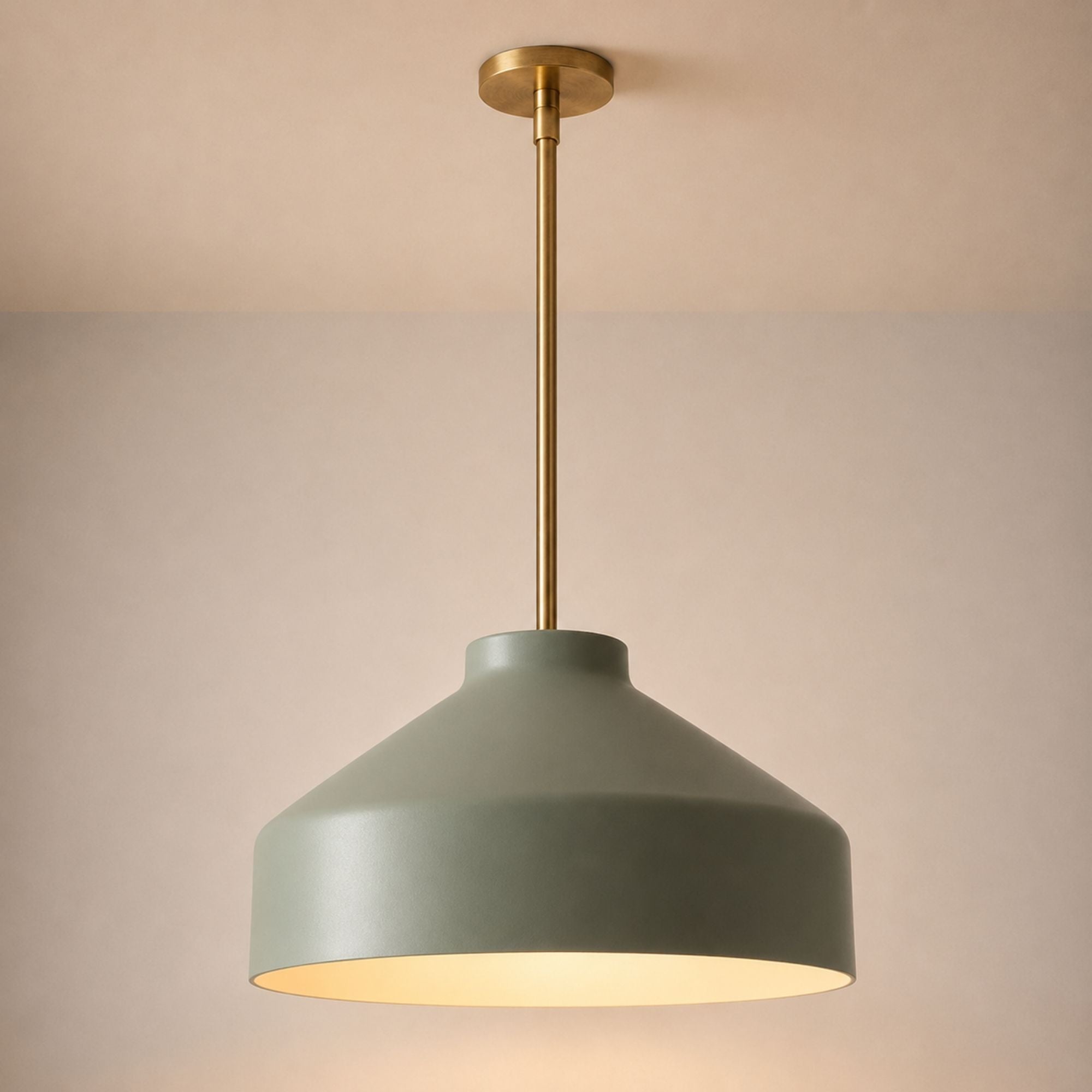 Nerys Pendant Light — 16in, Sage Green shade, Antique Brass finish