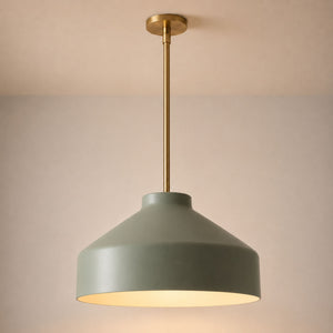 Nerys Pendant Light — 16in, Sage Green shade, Antique Brass finish