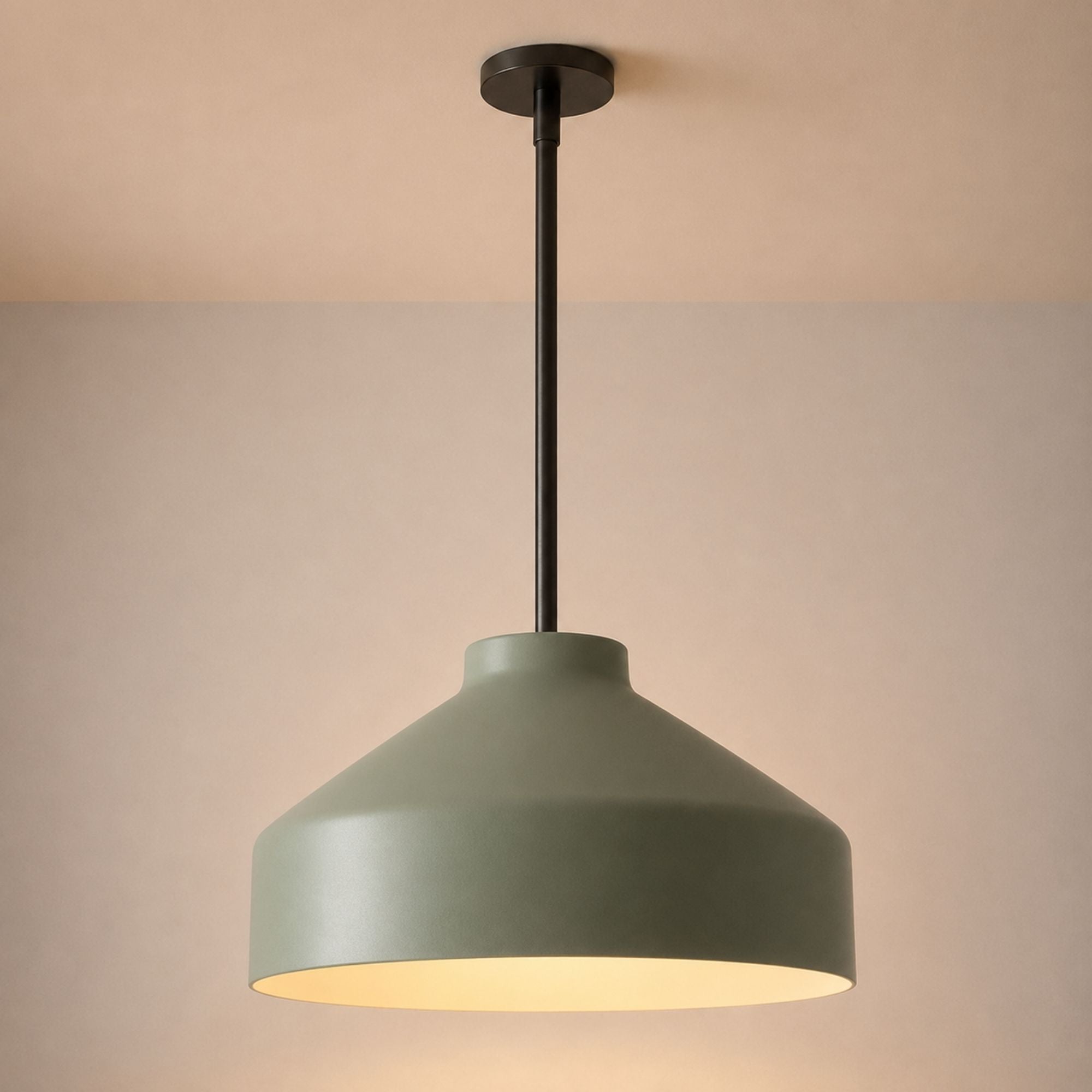 Nerys Pendant Light — 16in, Sage Green shade, Dark Bronze finish