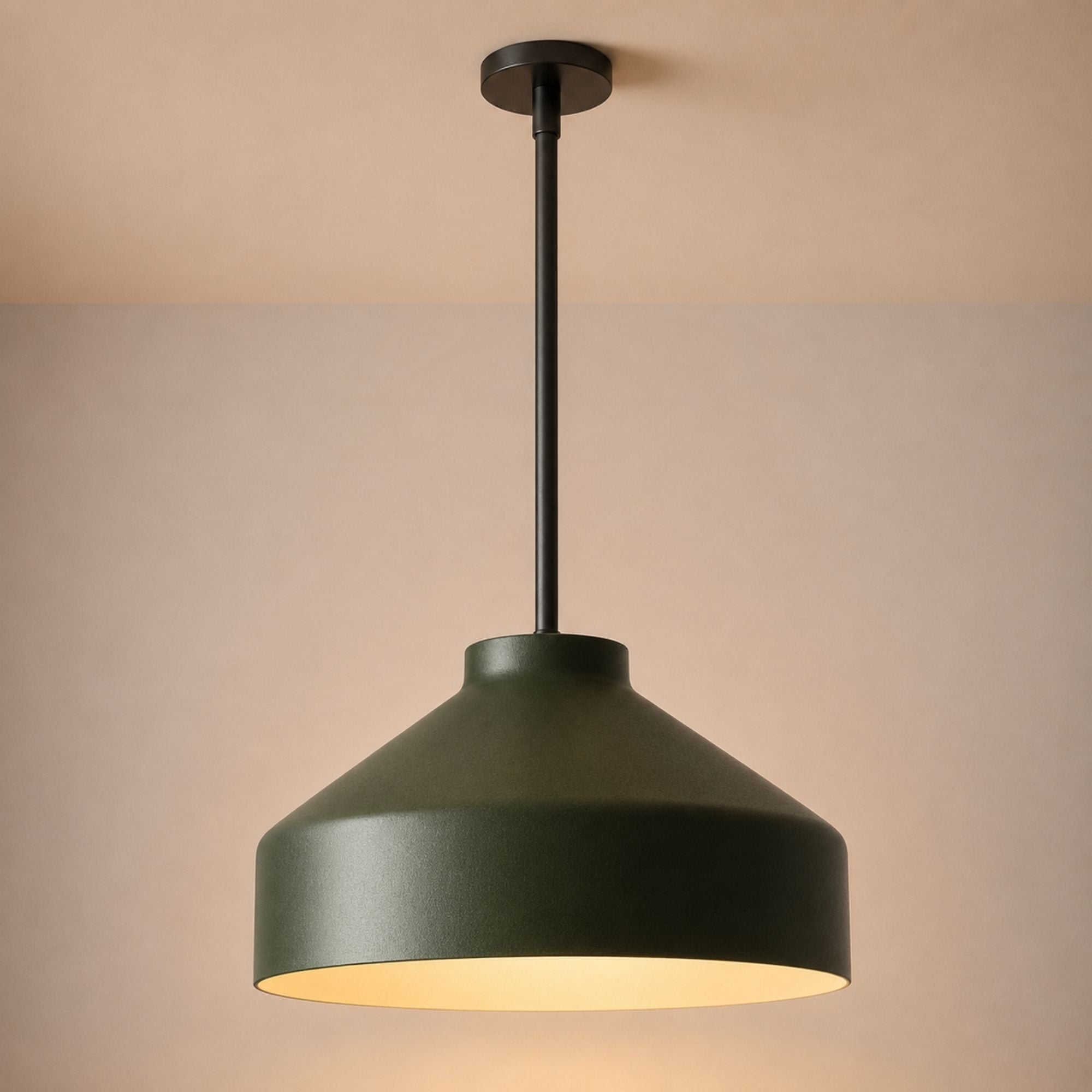 Nerys Pendant Light — 16in, Dark Olive shade, Dark Bronze finish