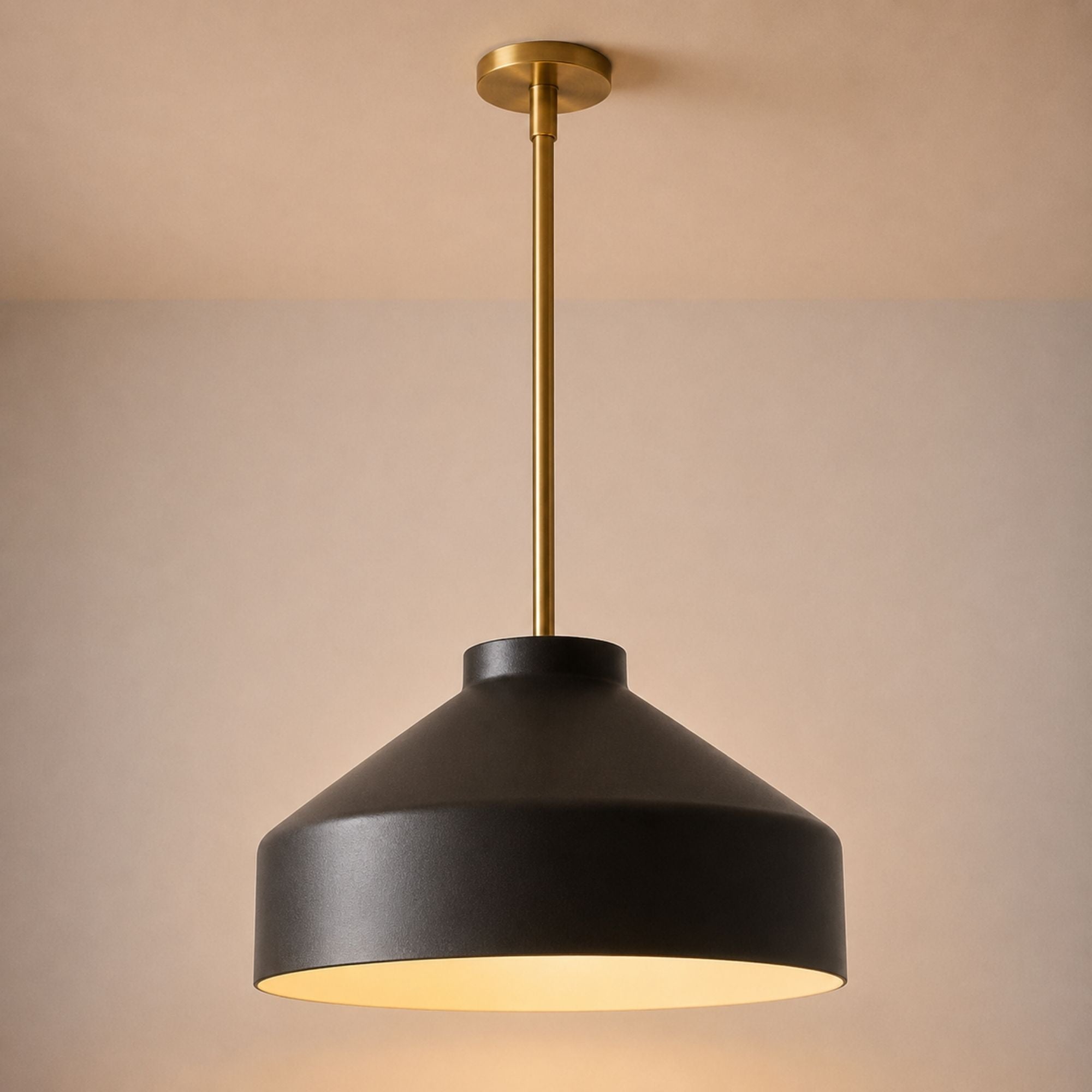 Nerys Pendant Light — 16in, Dark Bronze shade, Antique Brass finish