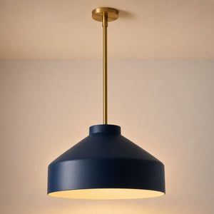 Nerys Pendant Light — 16in, Regal Blue shade, Antique Brass finish