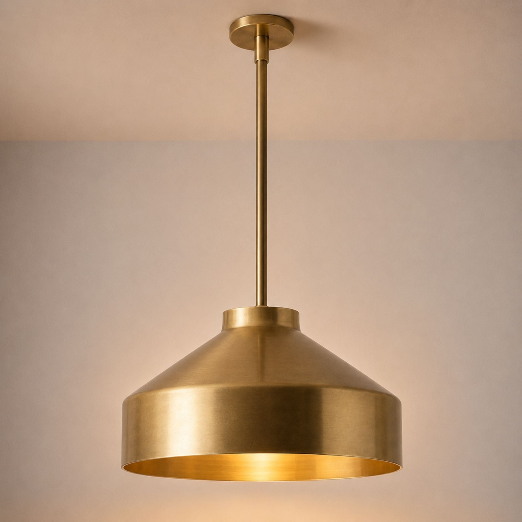 Nerys Pendant Light — 16in, Brass shade, Antique Brass finish