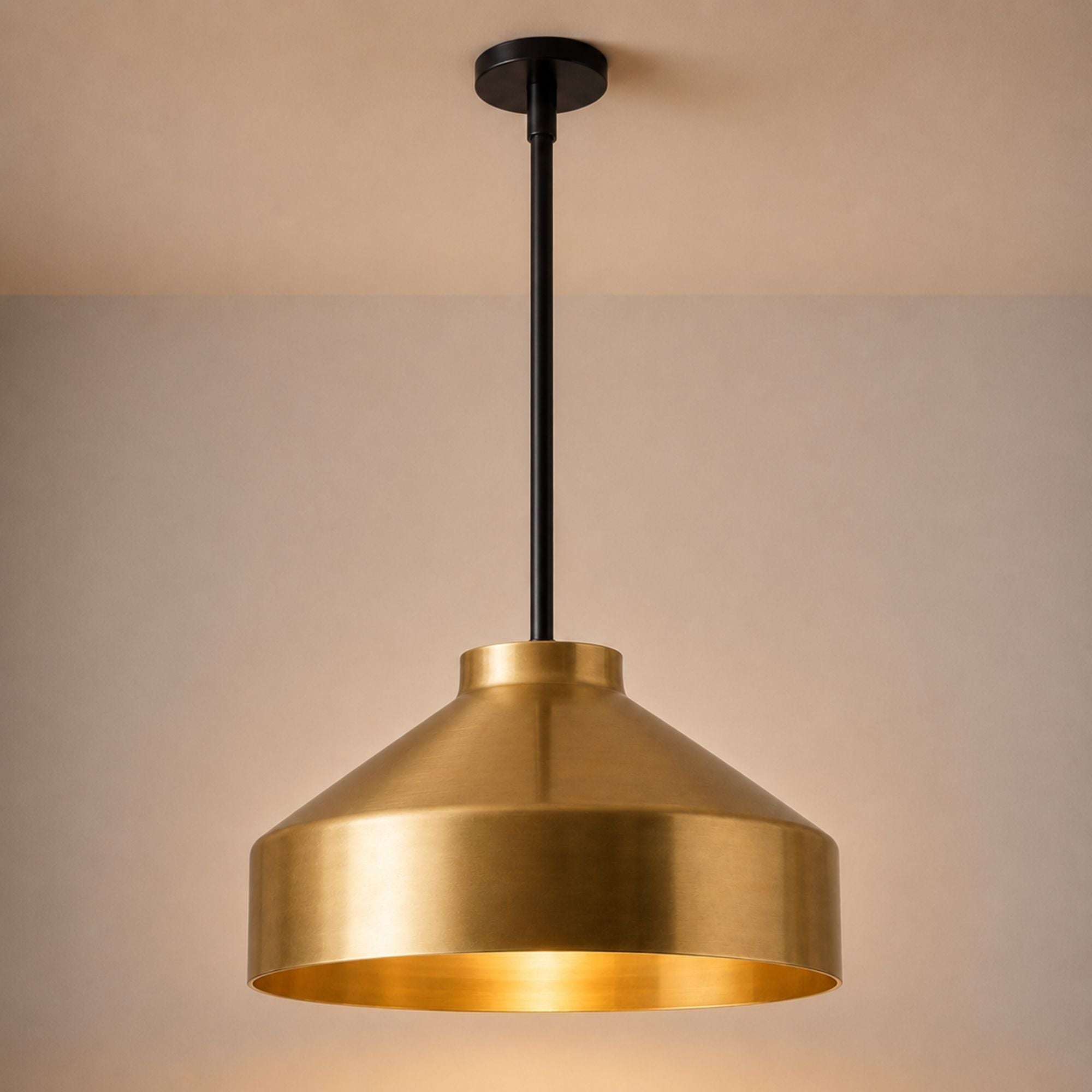 Nerys Pendant Light — 16in, Brass shade, Dark Bronze finish