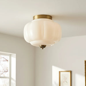 Lumi Milk Glass Pumpkin Ceiling Light, 3-Light